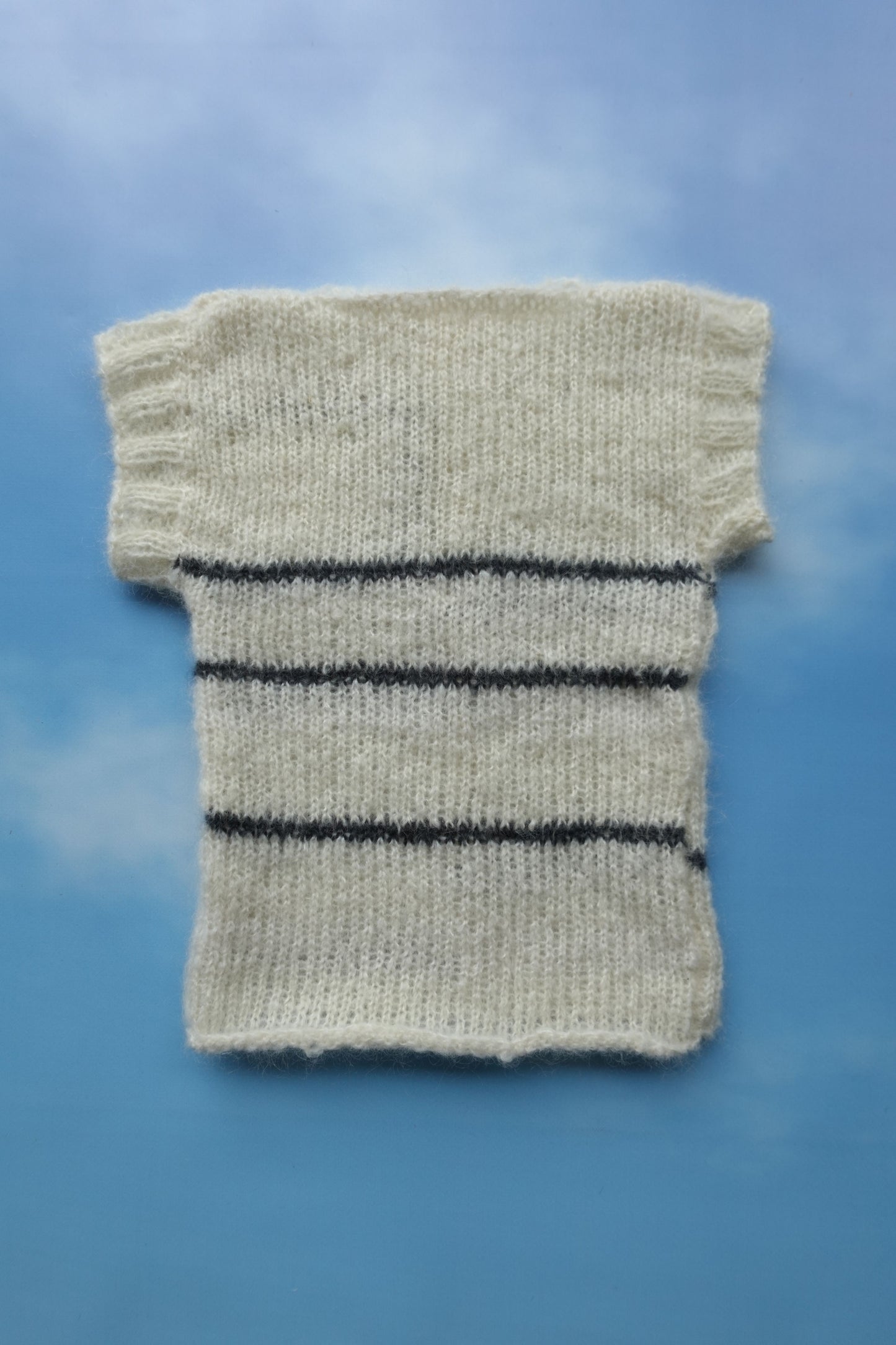 Mohair Knit Stripe Vest with Buttons