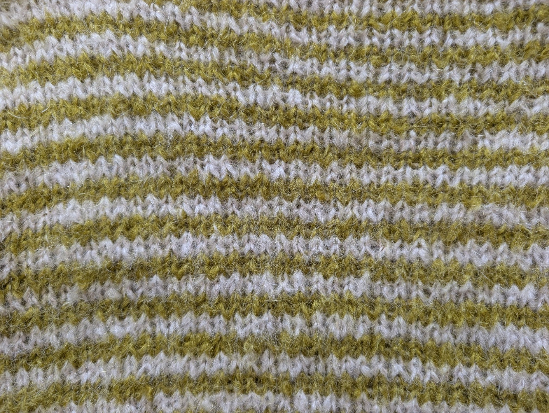 Hand Knit Mohair & Alpaca Sweater in Pistachio & Espresso Brown