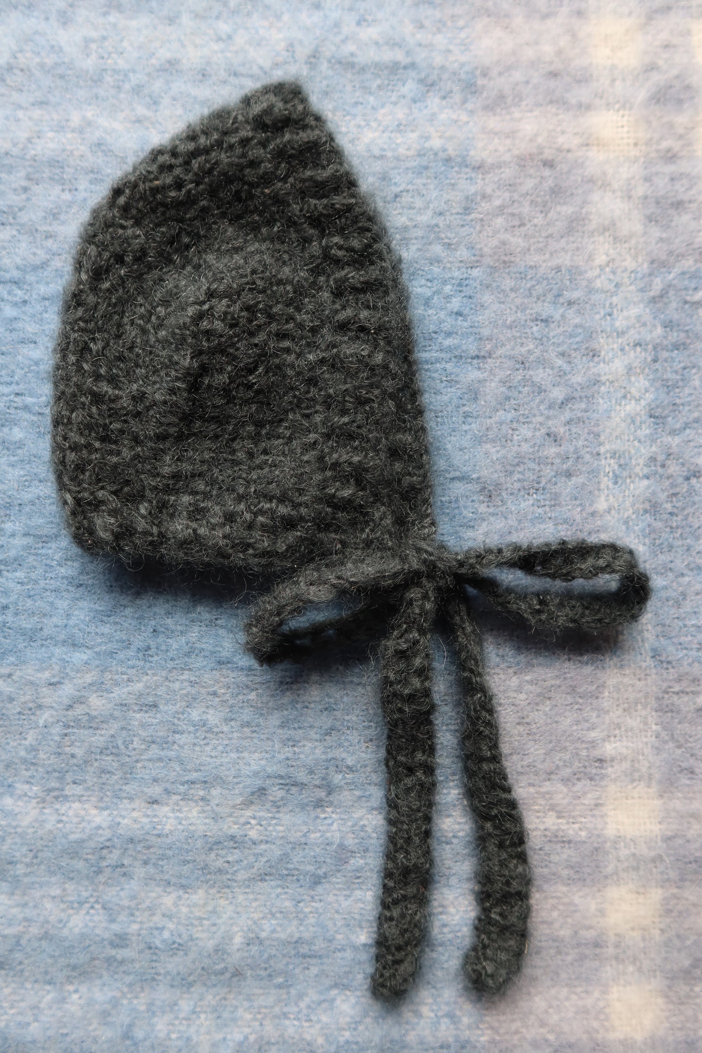 Mohair Bowtie Bonnet Charcoal Grey