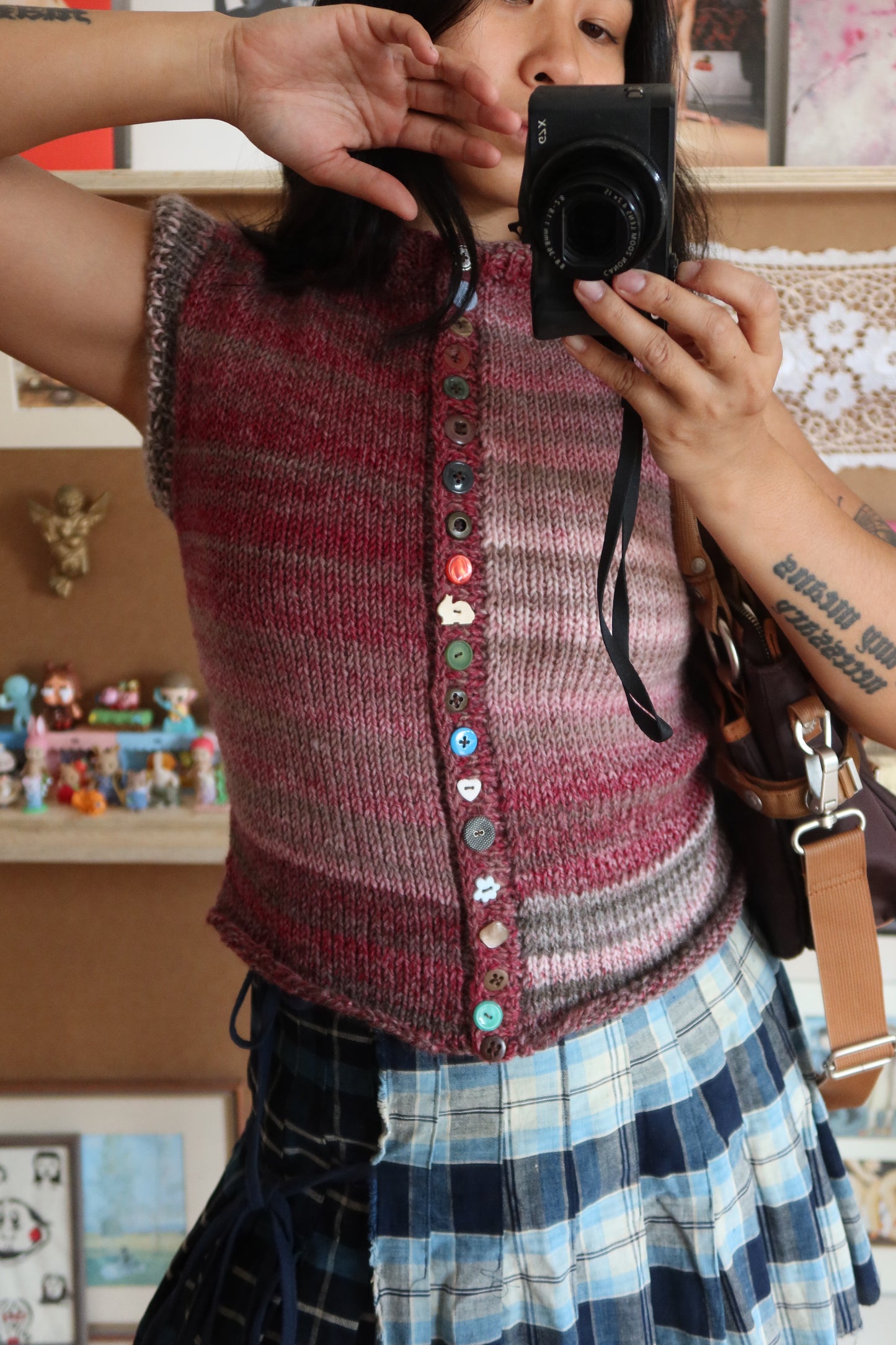 Purple & Pink Gradient Knit Vest with Buttons