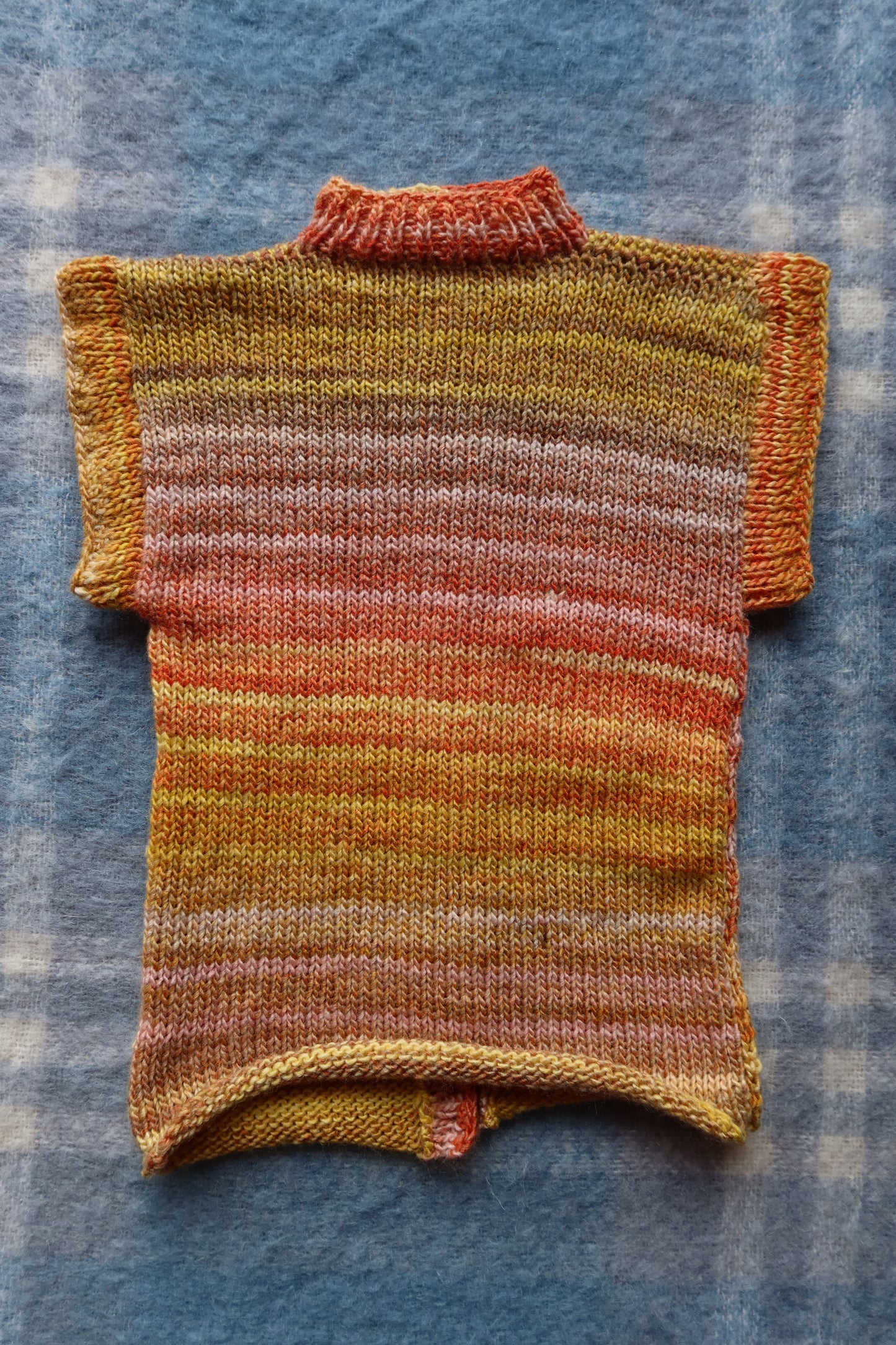 Pink & Yellow Gradient Knit Vest with Buttons