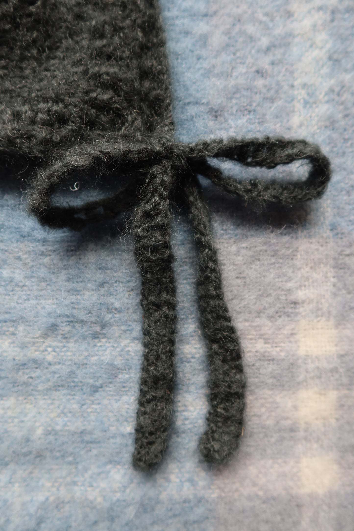 Mohair Bowtie Bonnet Charcoal Grey