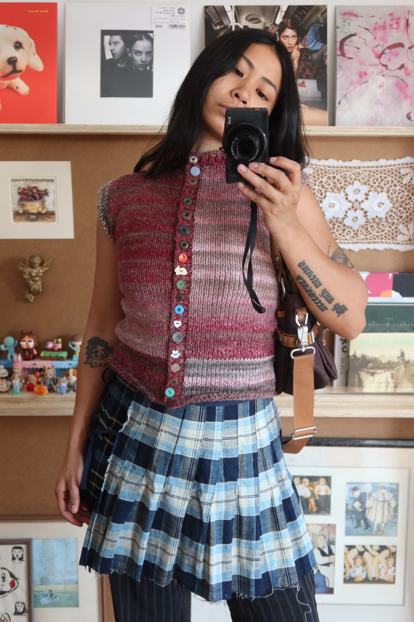 Purple & Pink Gradient Knit Vest with Buttons