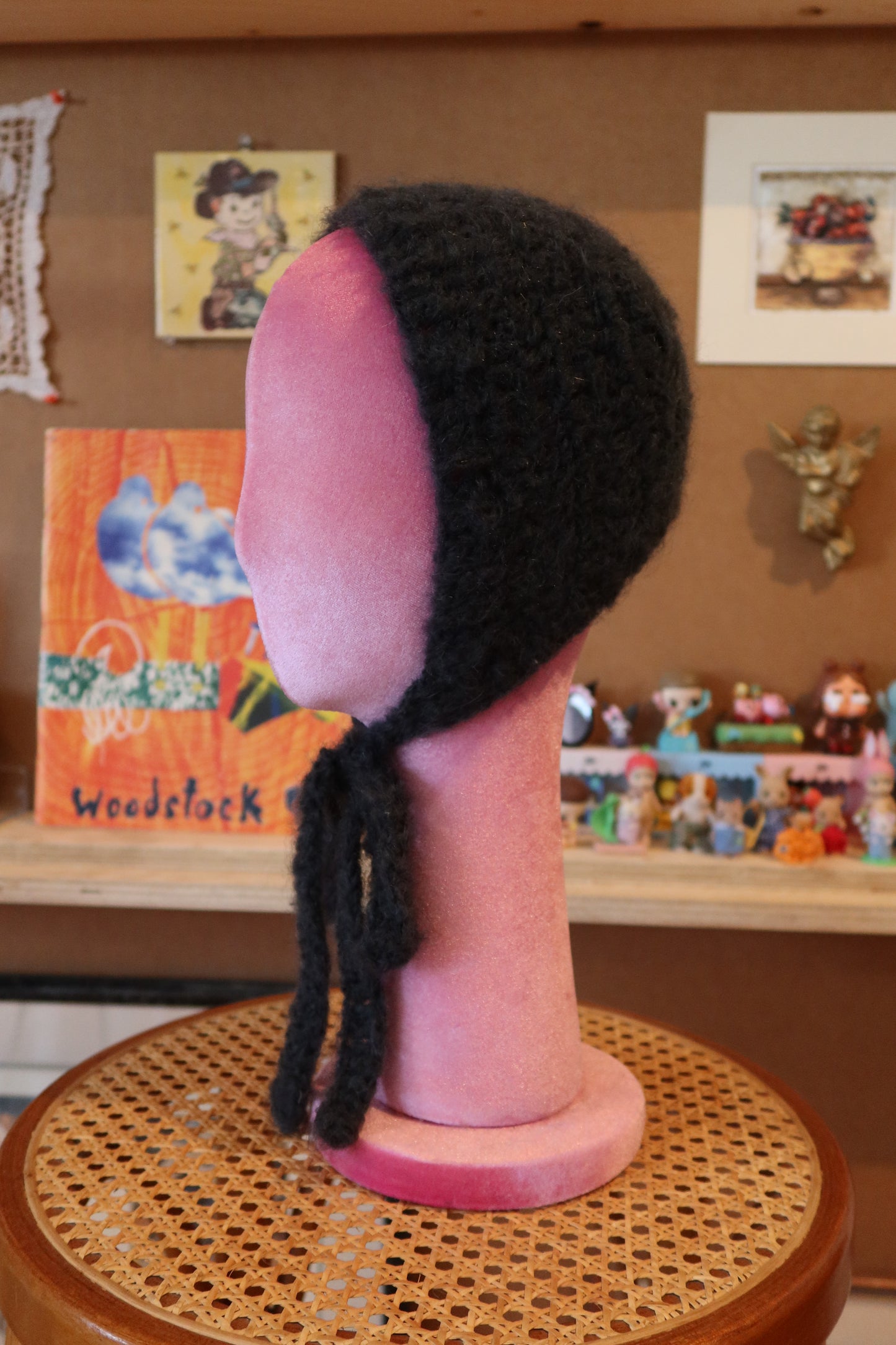 Mohair Bowtie Bonnet Charcoal Grey