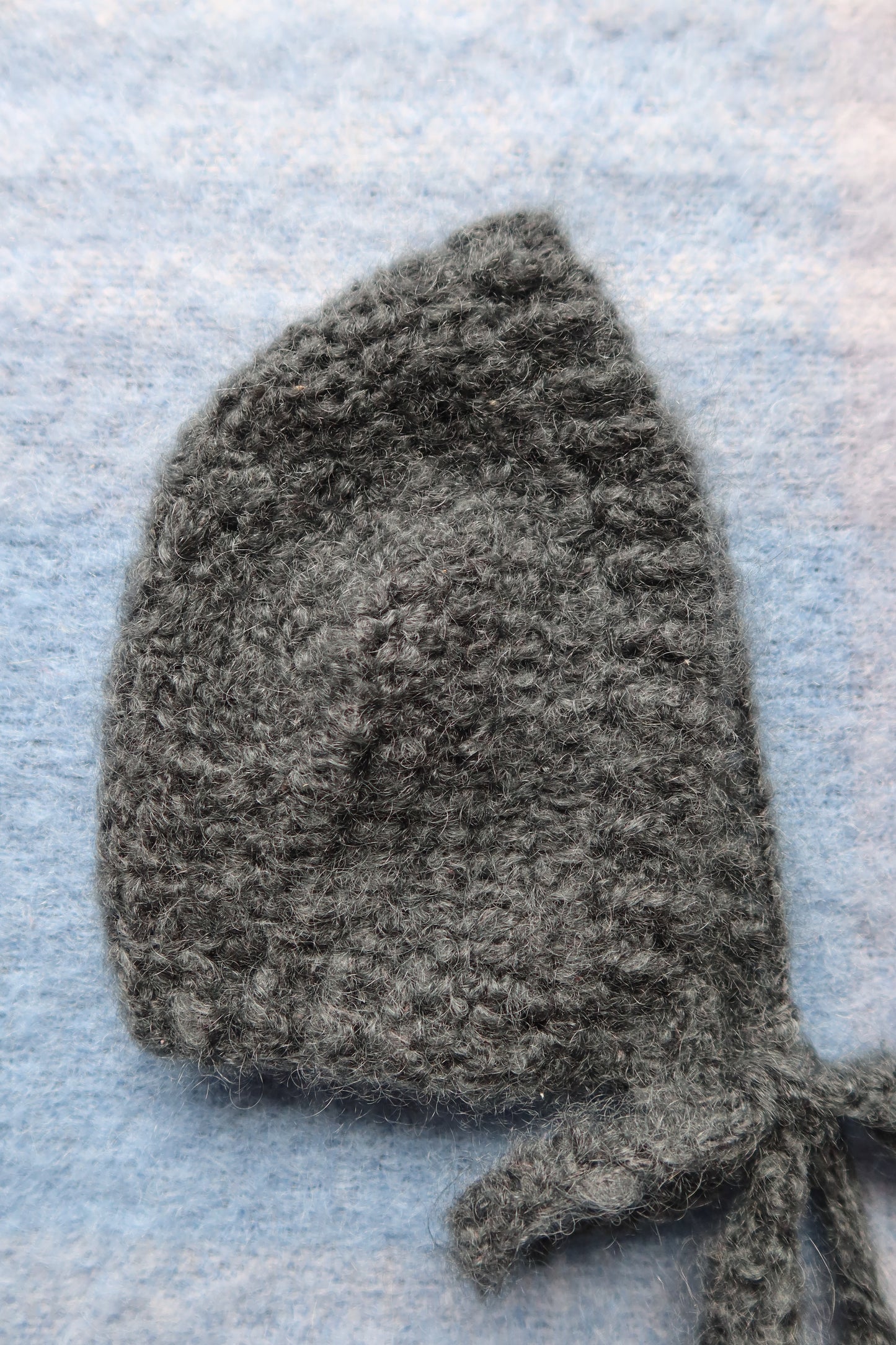Mohair Bowtie Bonnet Charcoal Grey