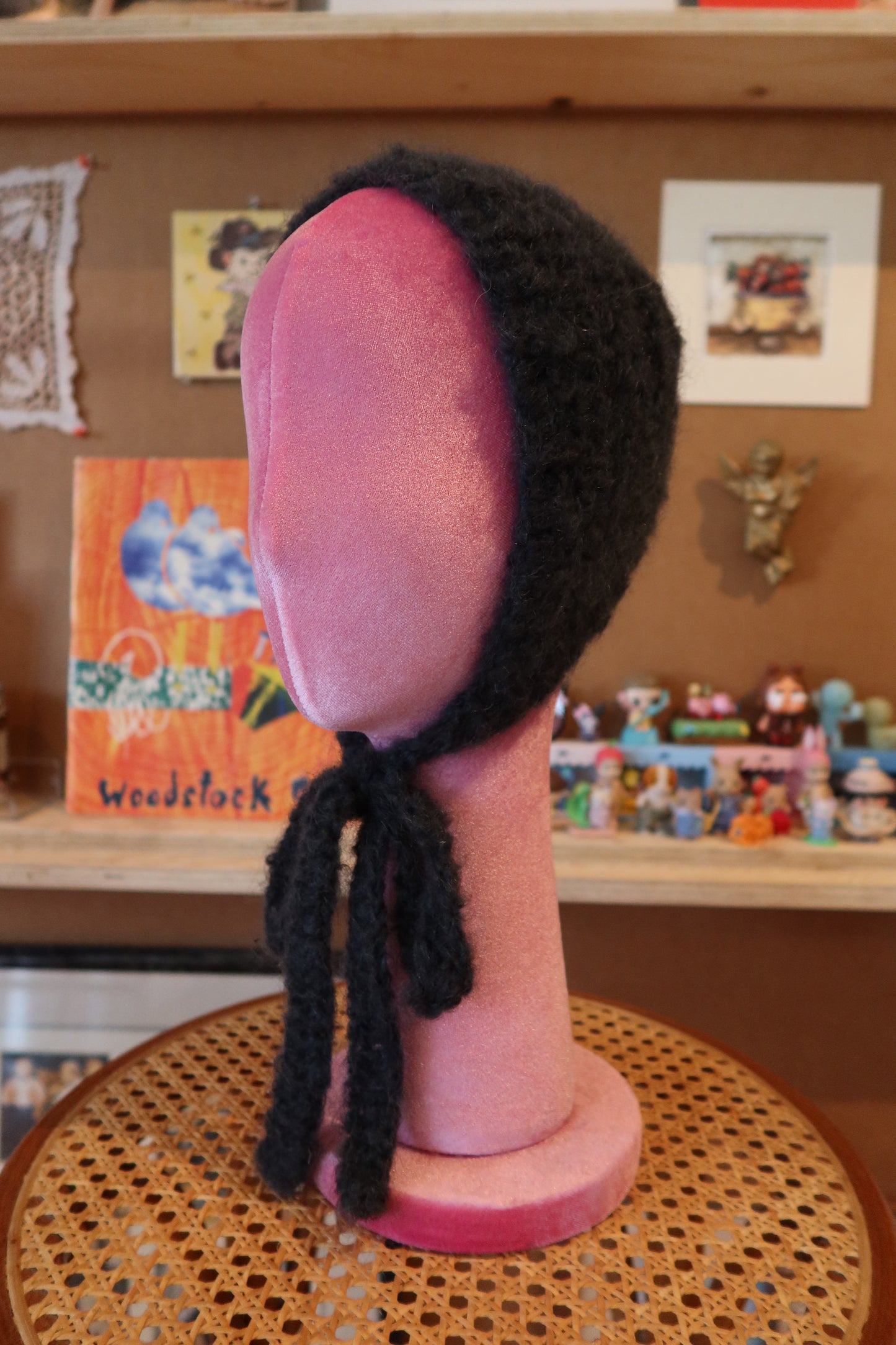 Mohair Bowtie Bonnet Charcoal Grey