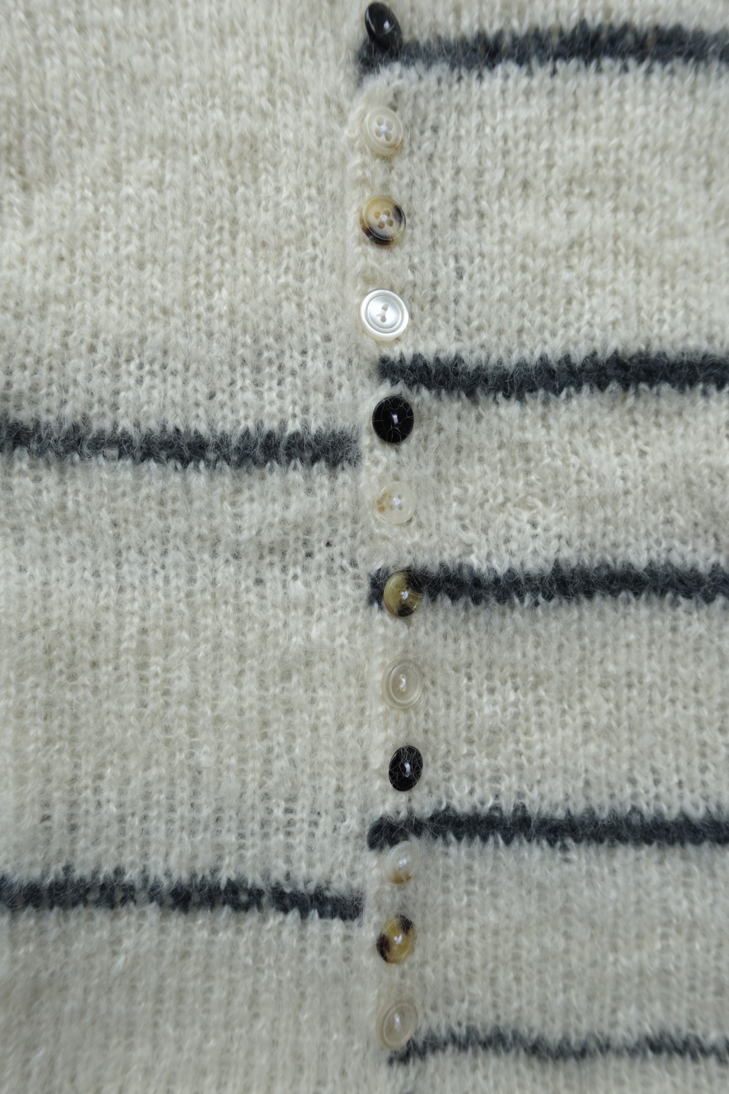 Mohair Knit Stripe Vest with Buttons