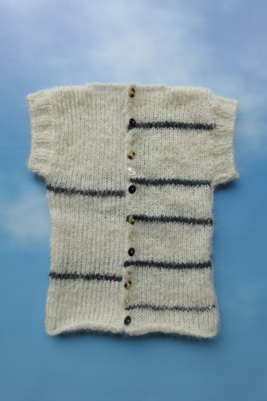 Mohair Knit Stripe Vest with Buttons