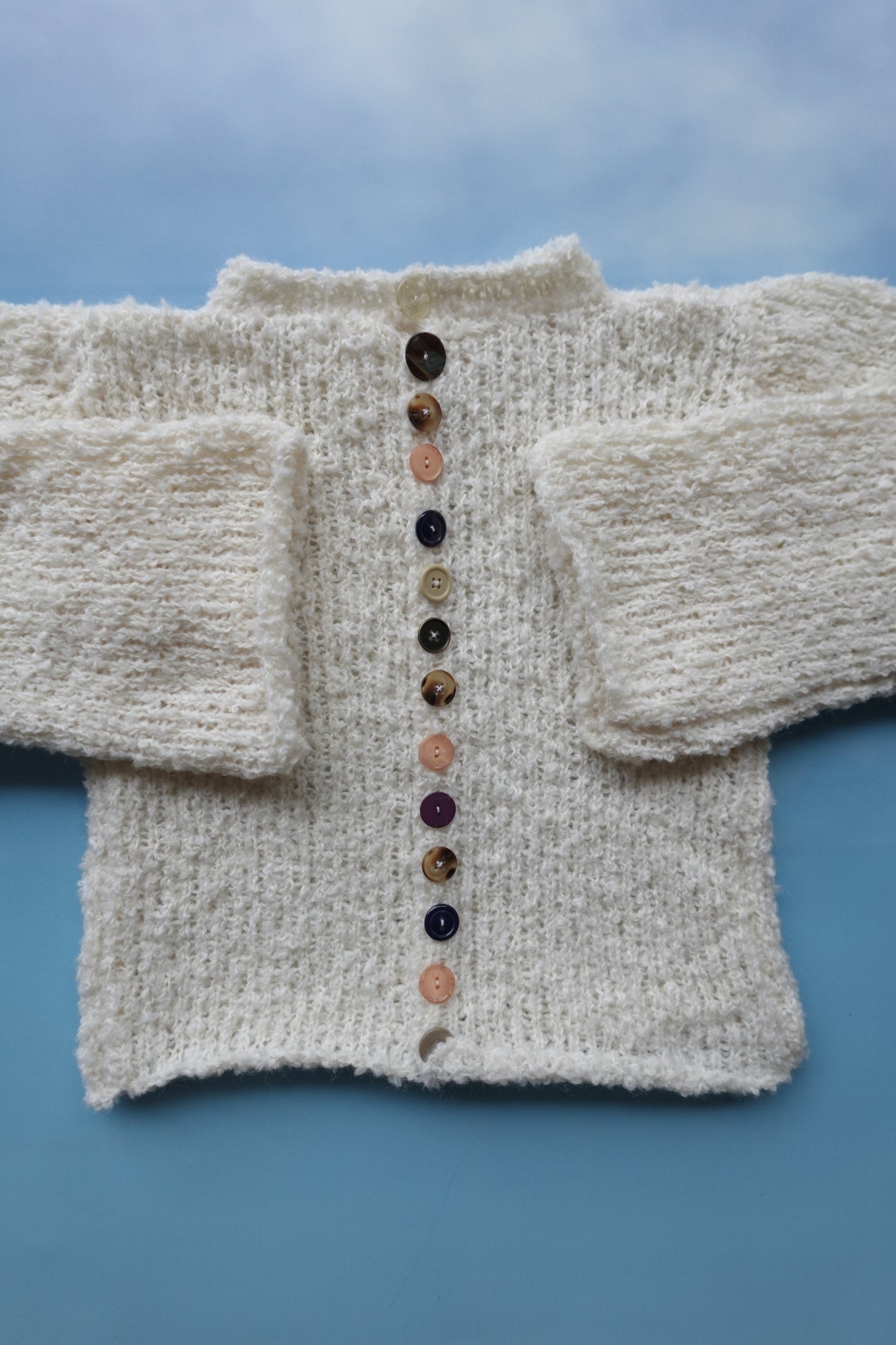 Boucle Knit Cardigan Sweater with Buttons