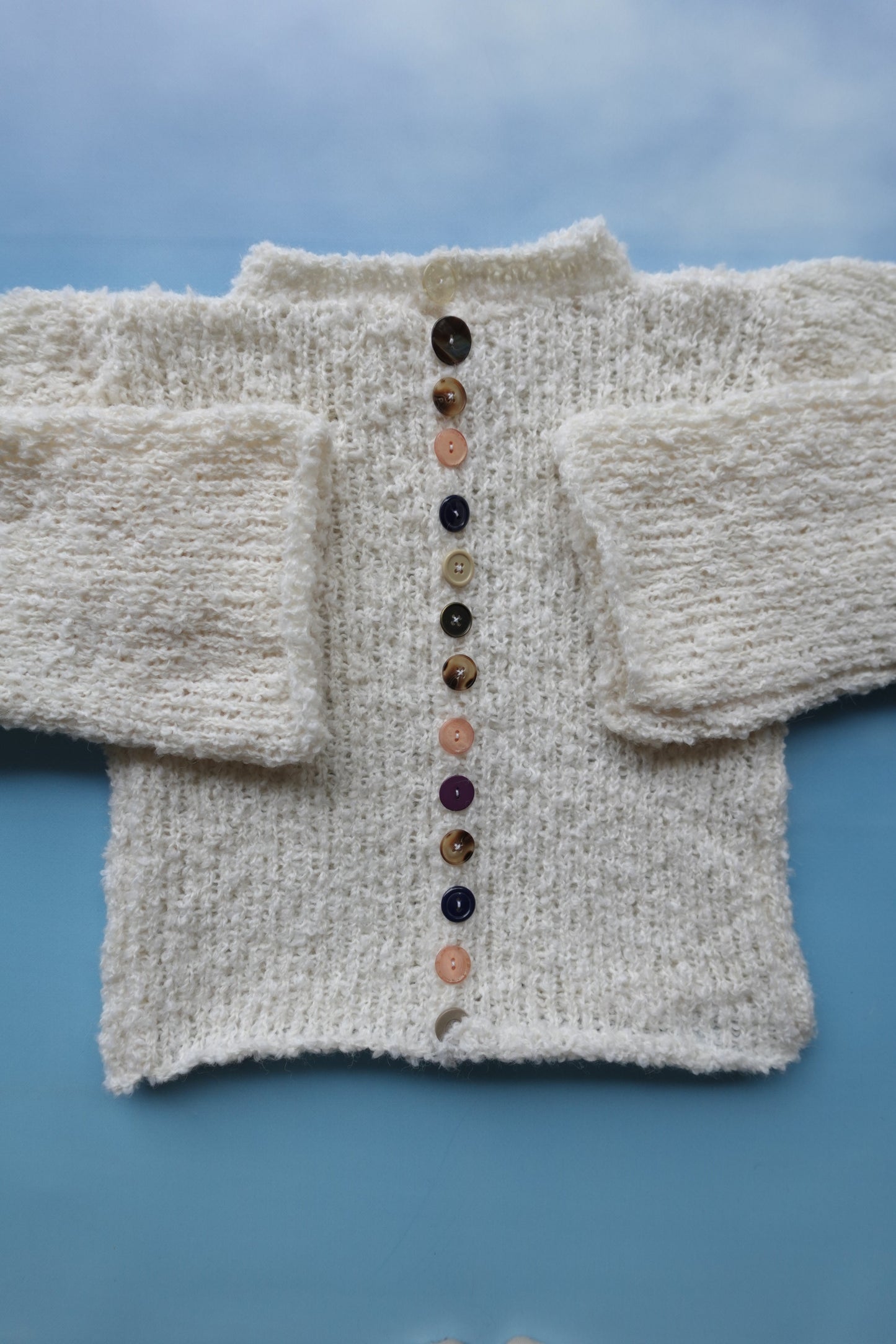 Boucle Knit Cardigan Sweater with Buttons