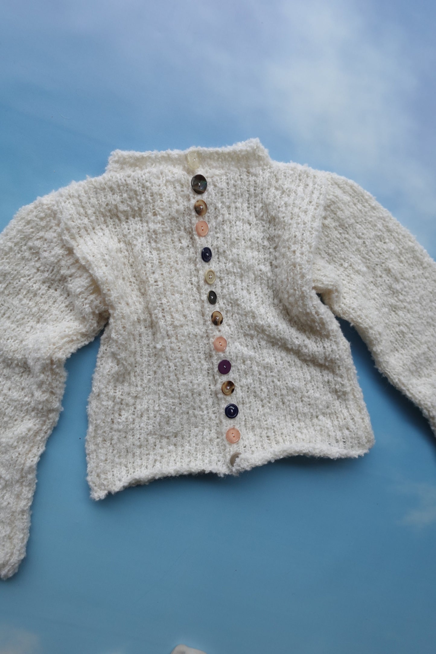 Boucle Knit Cardigan Sweater with Buttons