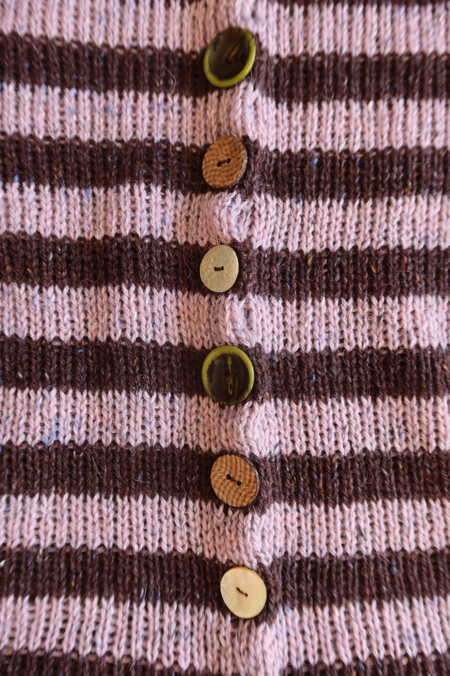 Striped Brown & Purple Alpaca Wool Button Vest