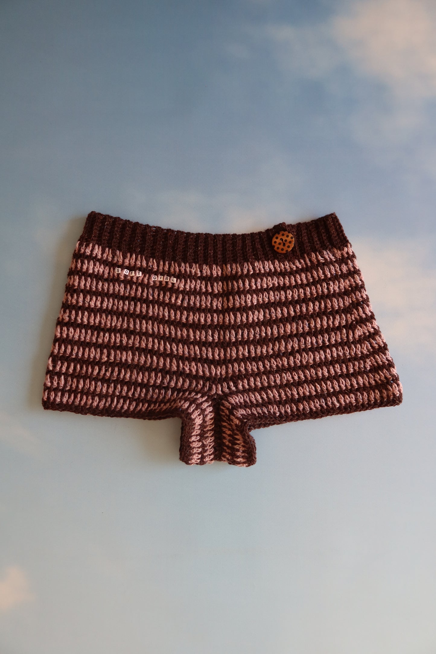 Micro Mini Alpaca Striped Shorts in Brown & Purple