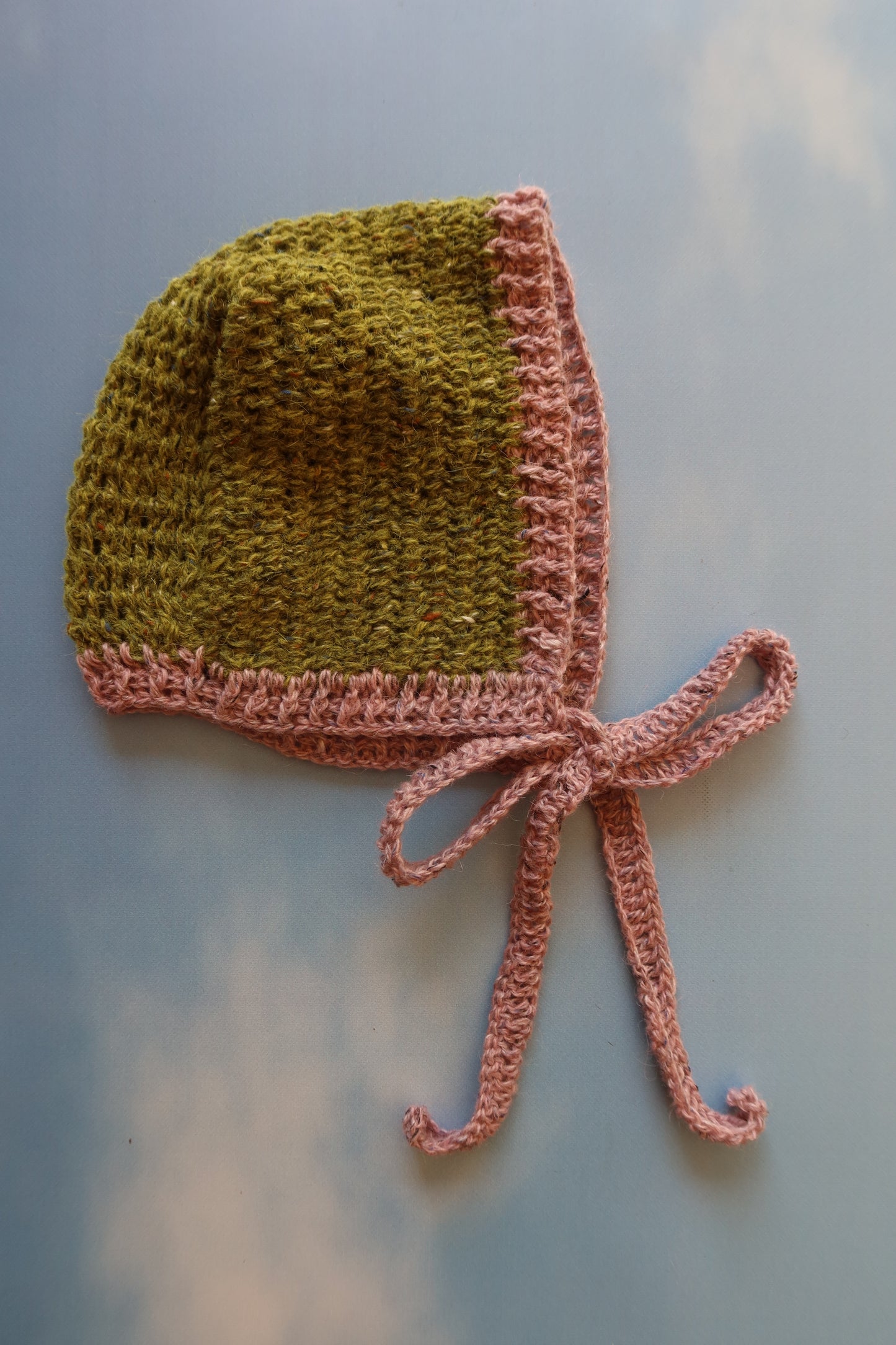 Green & Purple Felted Tweed Bowtie Bonnet