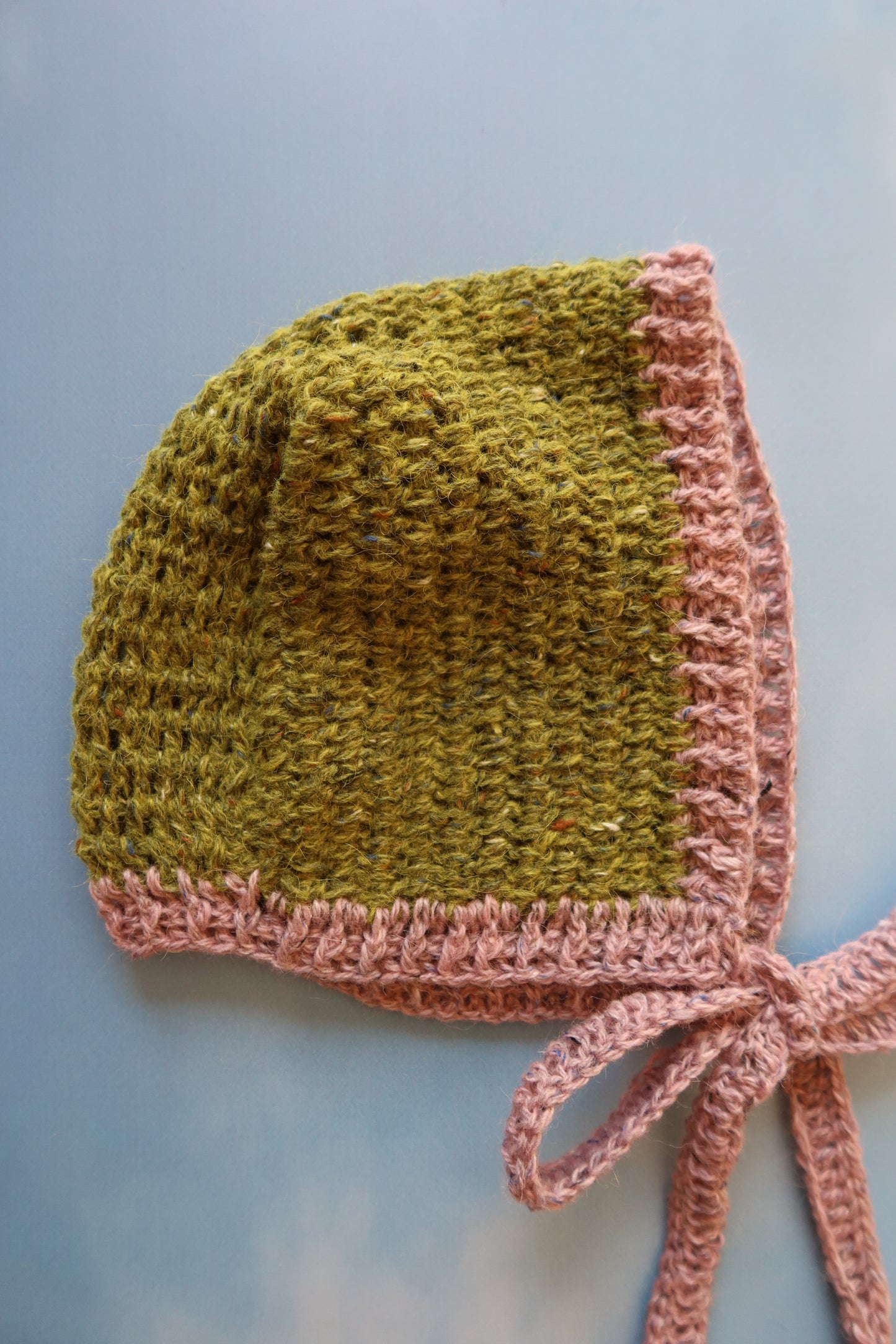 Green & Purple Felted Tweed Bowtie Bonnet