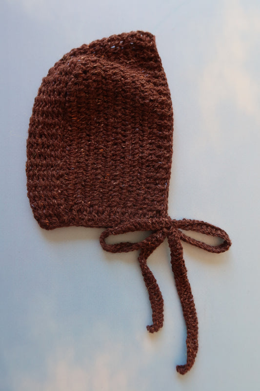 Brown Felted Tweed Bowtie Bonnet