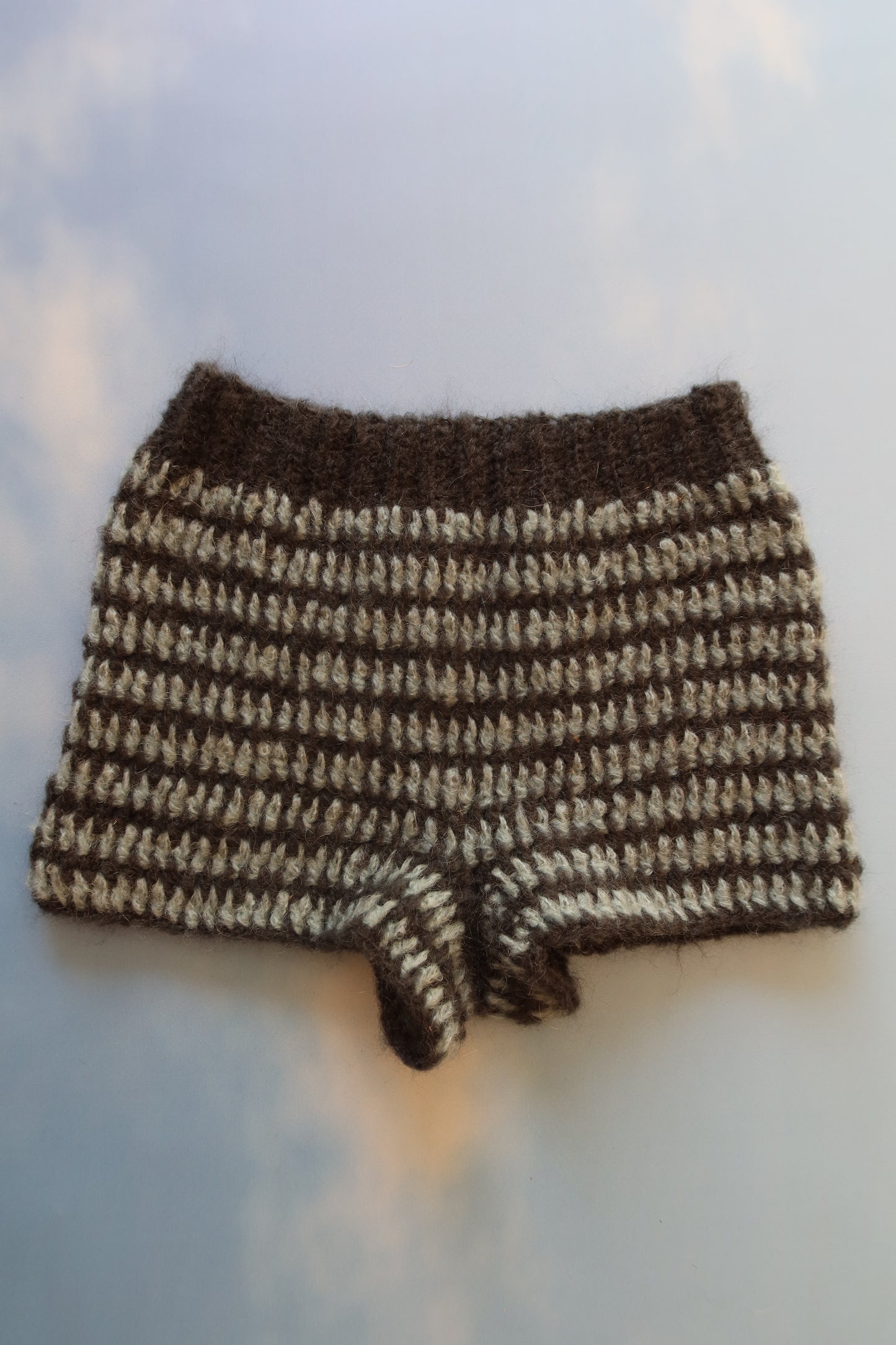 Micro Mini Mohair Striped Shorts in Blue & Charcoal Grey