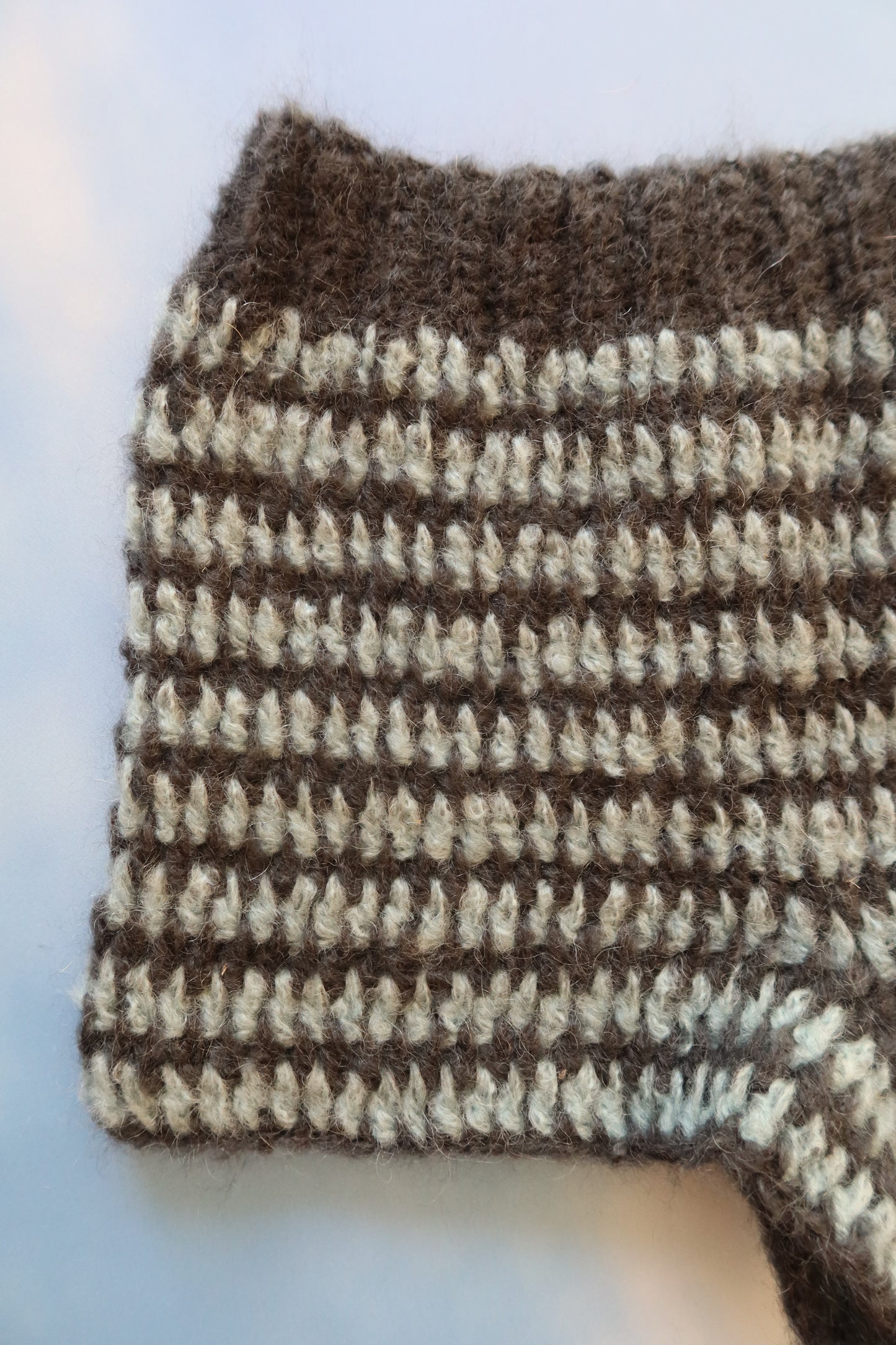 Micro Mini Mohair Striped Shorts in Blue & Charcoal Grey