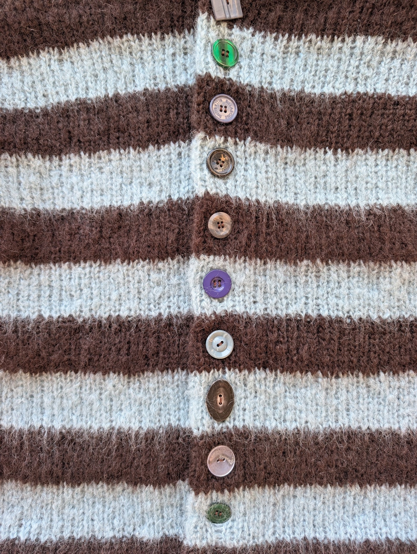 Made to order Striped Brushed Mohair Blue &Brown Cardigan