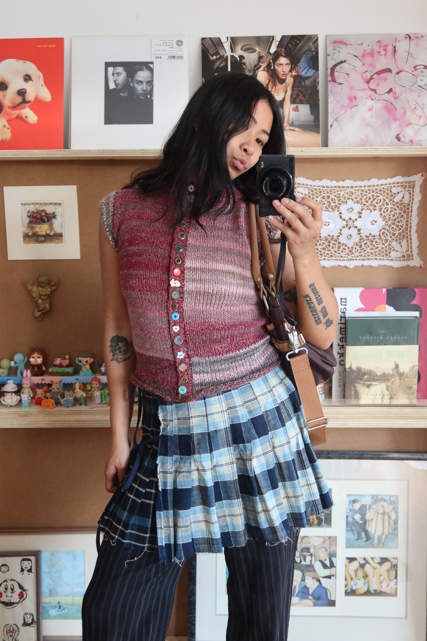 Purple & Pink Gradient Knit Vest with Buttons