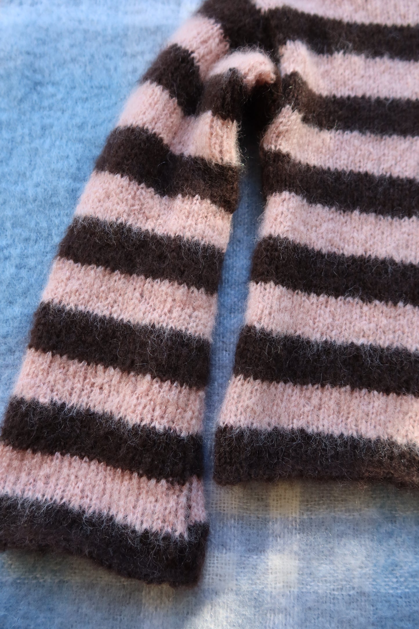 Made to order Striped Brushed Mohair Pink & Brown Cardigan