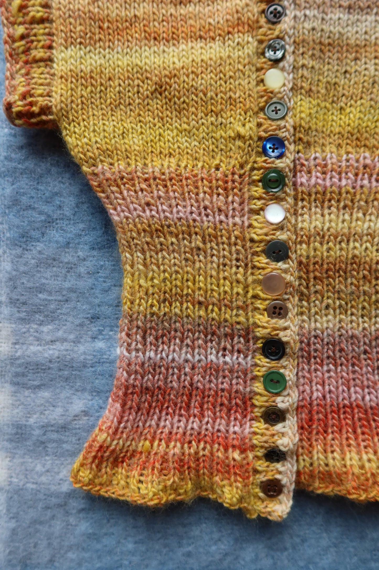 Pink & Yellow Gradient Knit Vest with Buttons