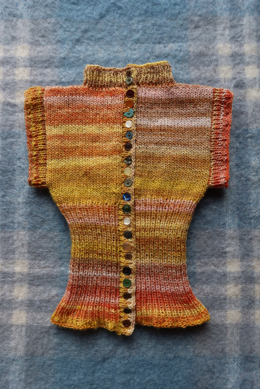 Pink & Yellow Gradient Knit Vest with Buttons
