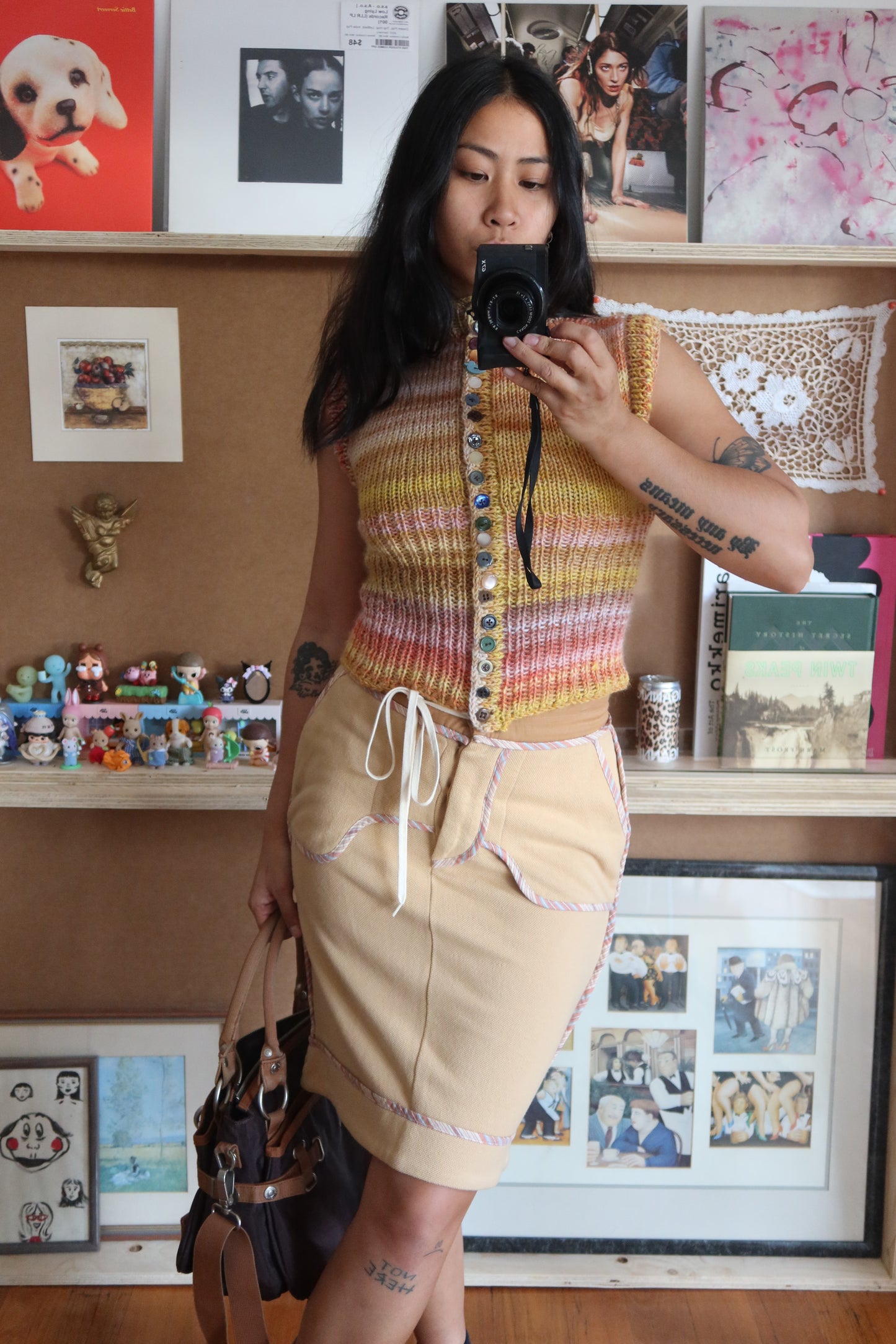 Pink & Yellow Gradient Knit Vest with Buttons