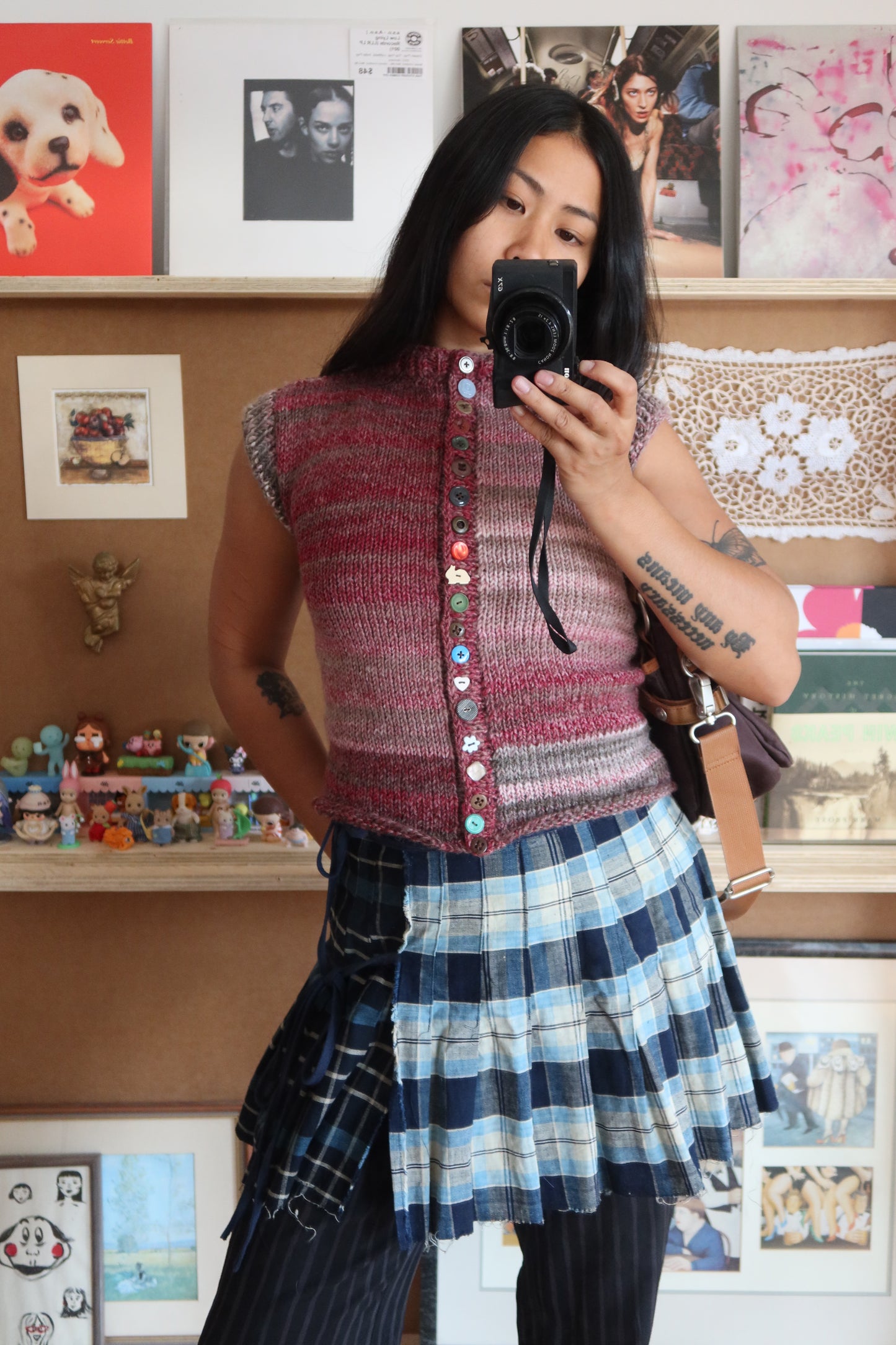 Purple & Pink Gradient Knit Vest with Buttons