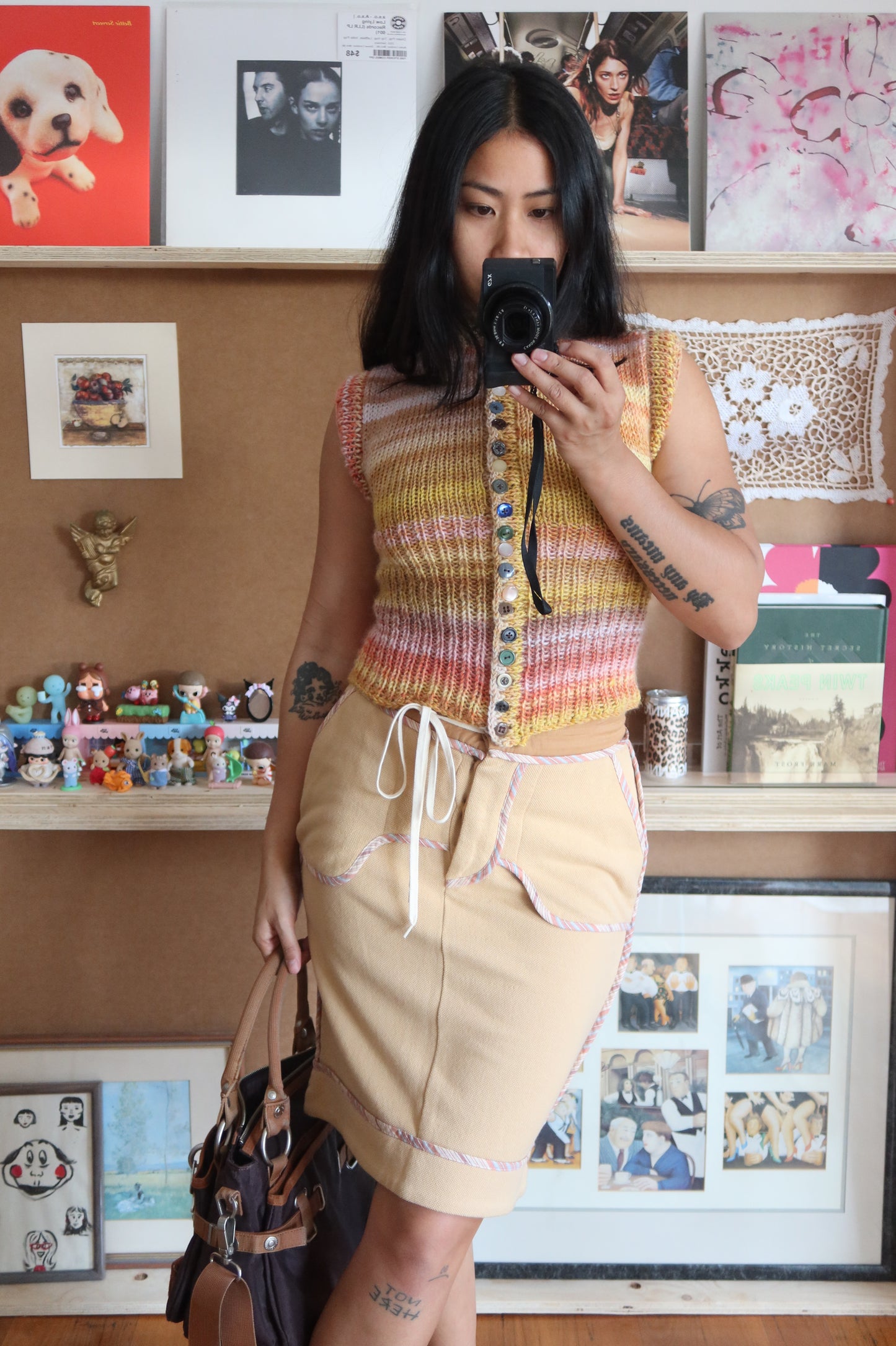 Pink & Yellow Gradient Knit Vest with Buttons