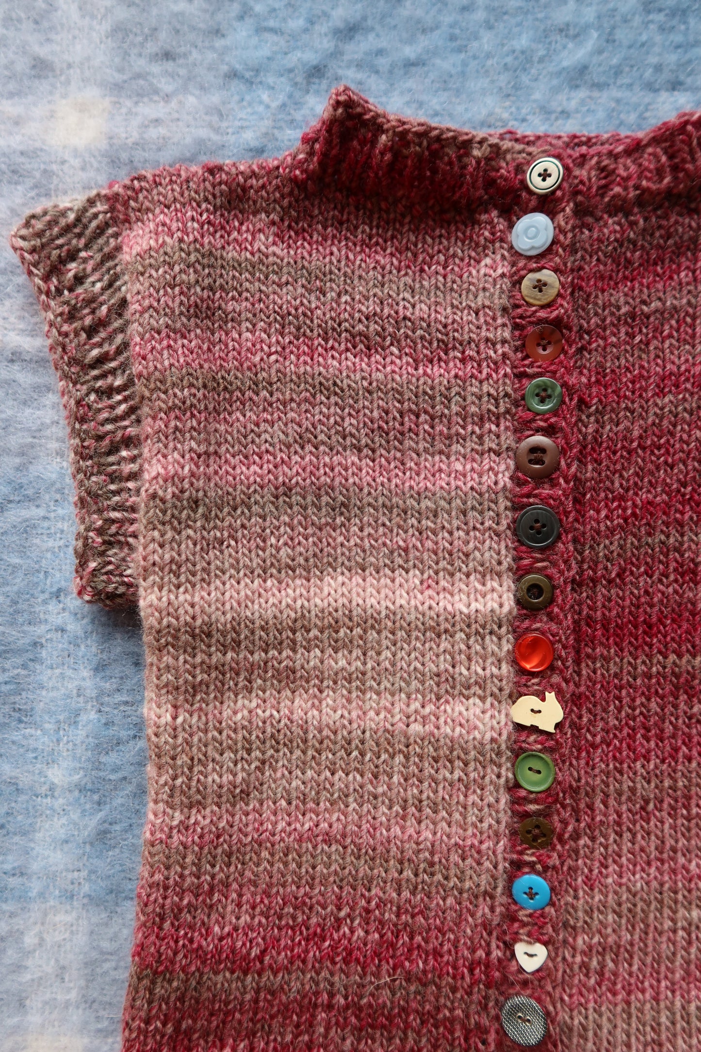 Purple & Pink Gradient Knit Vest with Buttons