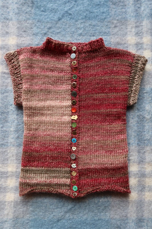 Purple & Pink Gradient Knit Vest with Buttons