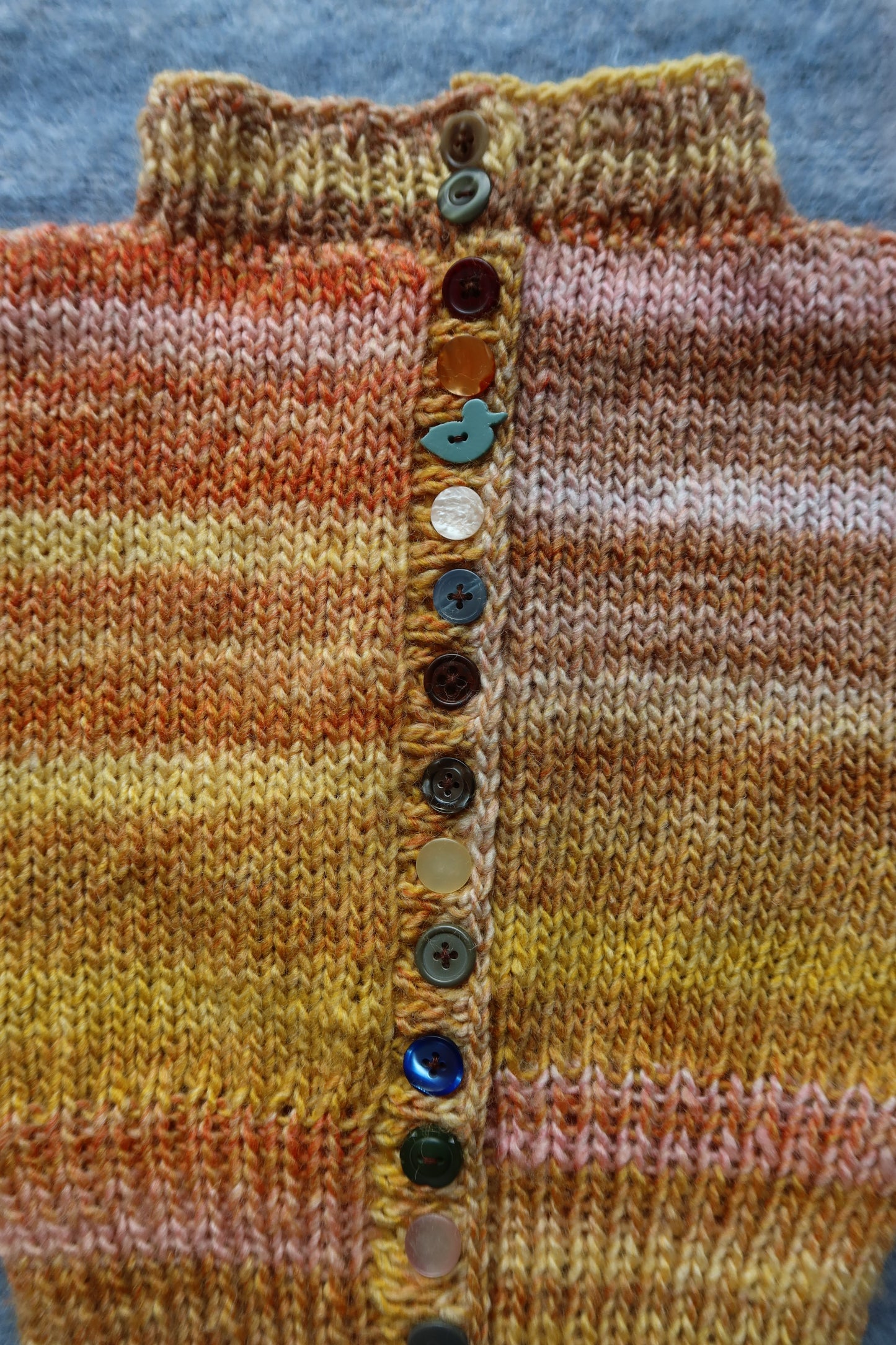 Pink & Yellow Gradient Knit Vest with Buttons