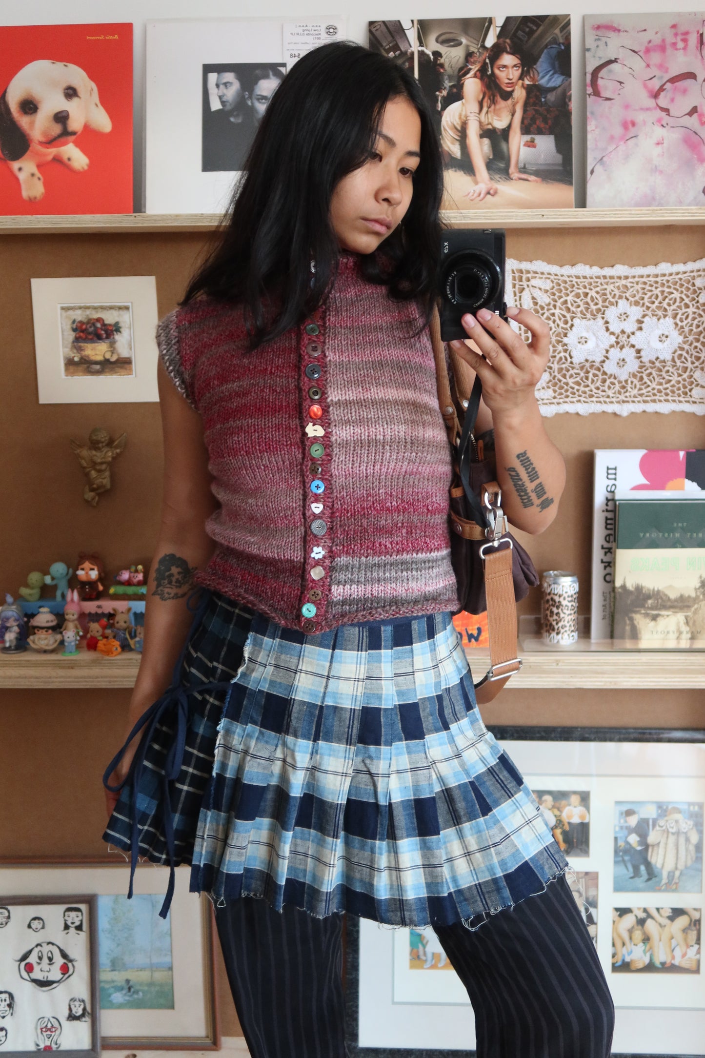 Purple & Pink Gradient Knit Vest with Buttons